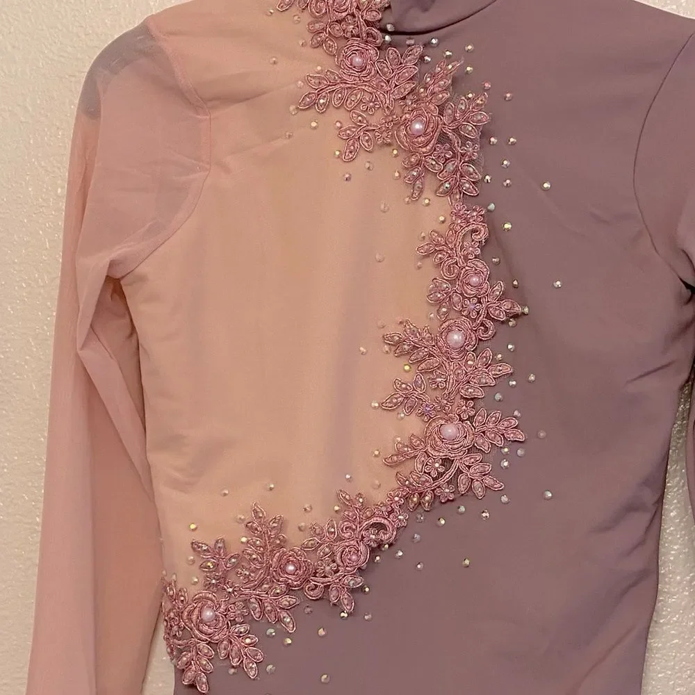 WEISSMAN solo Dance Costume long sleeve lavender MOCK NECK LEOTARD MT11439 LC